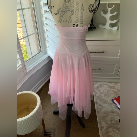 M COLLECTION Pink Tule Strapless Midi Corset Dainty Dress Women’s Size 6 - Picture 10 of 15
